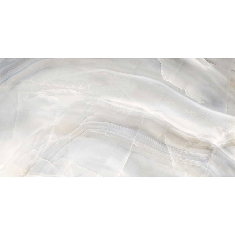 Athena Plata Polished Gray and White Stone Slab Tile 24x48
