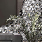 Saturn Grey Hexagon Glass Mosaic Tile | Tile Club