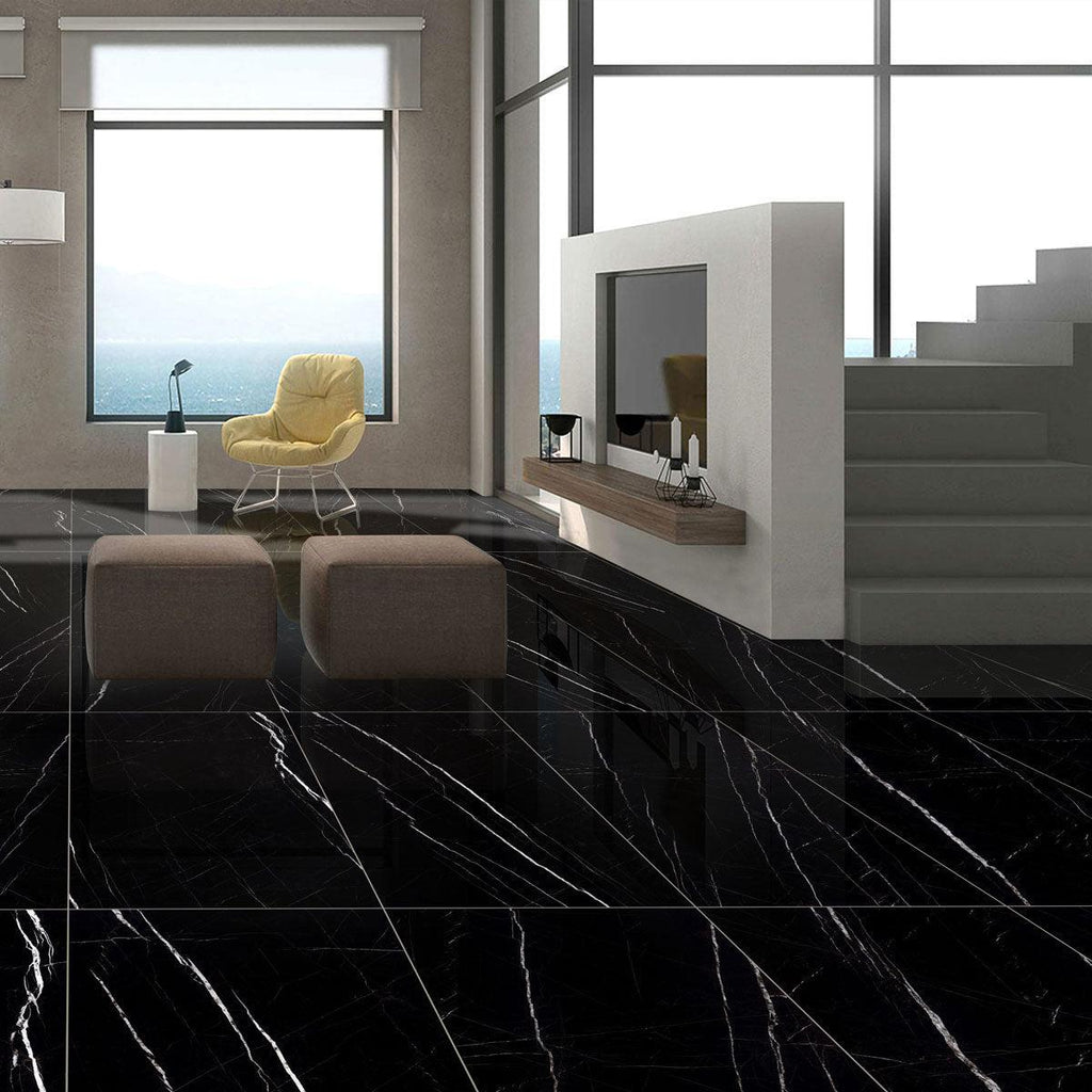 Azra Nero Black 24x48 Large Format Porcelain Tile | Tile Club
