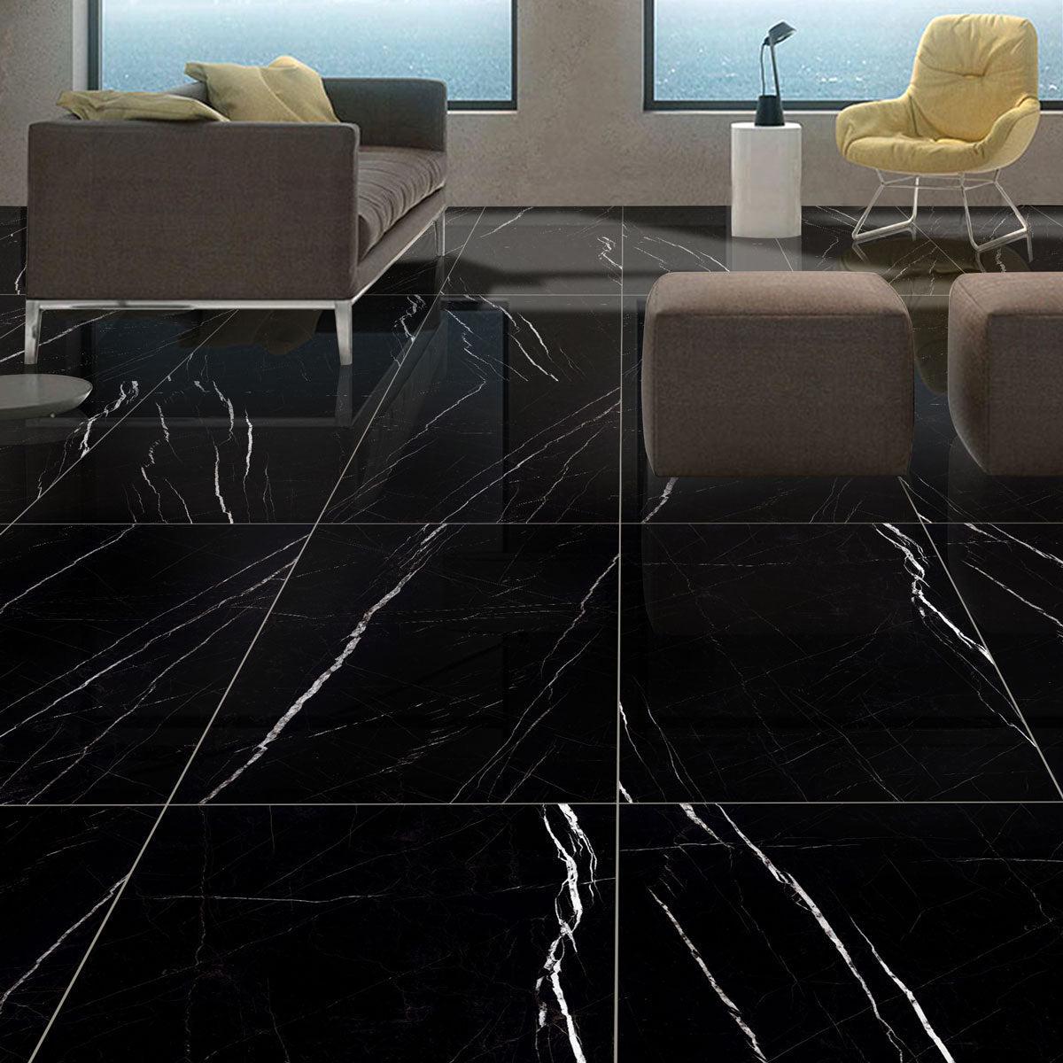 Azra Nero Black 24x48 Large Format Porcelain Tile | Qualifying