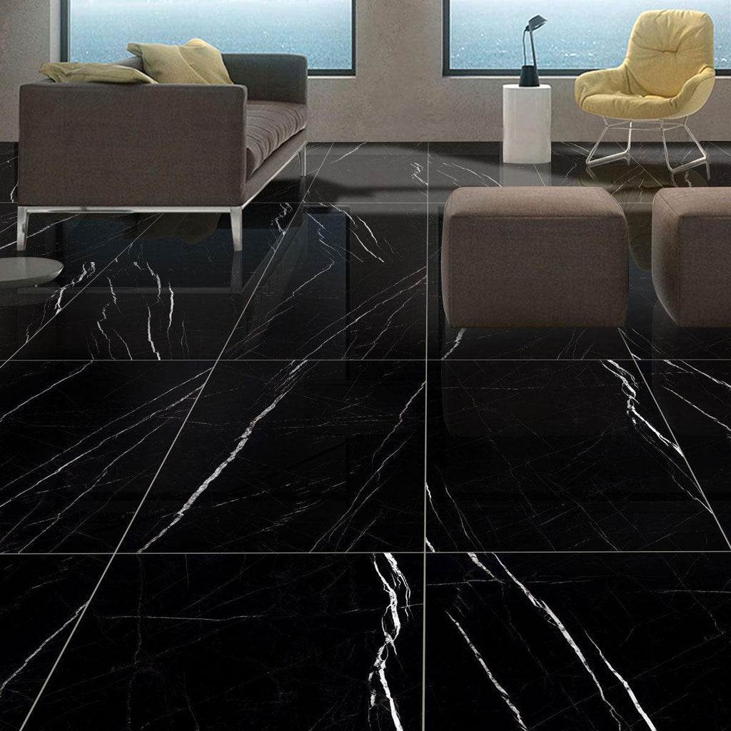 Azra Nero Black 24x48 Large Format Porcelain Tile