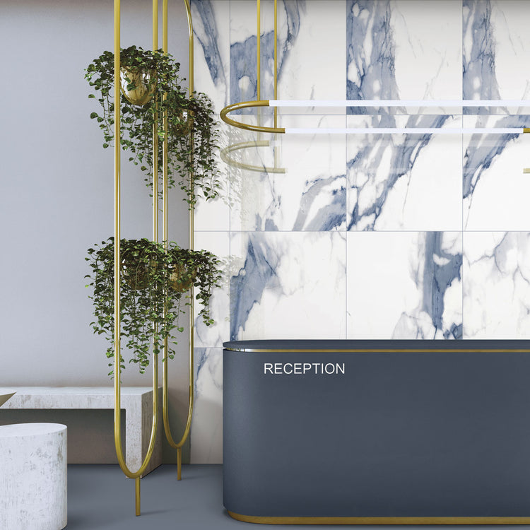 Azra Statuario Blue 24x24 Large Format Porcelain Tile | Tile Club