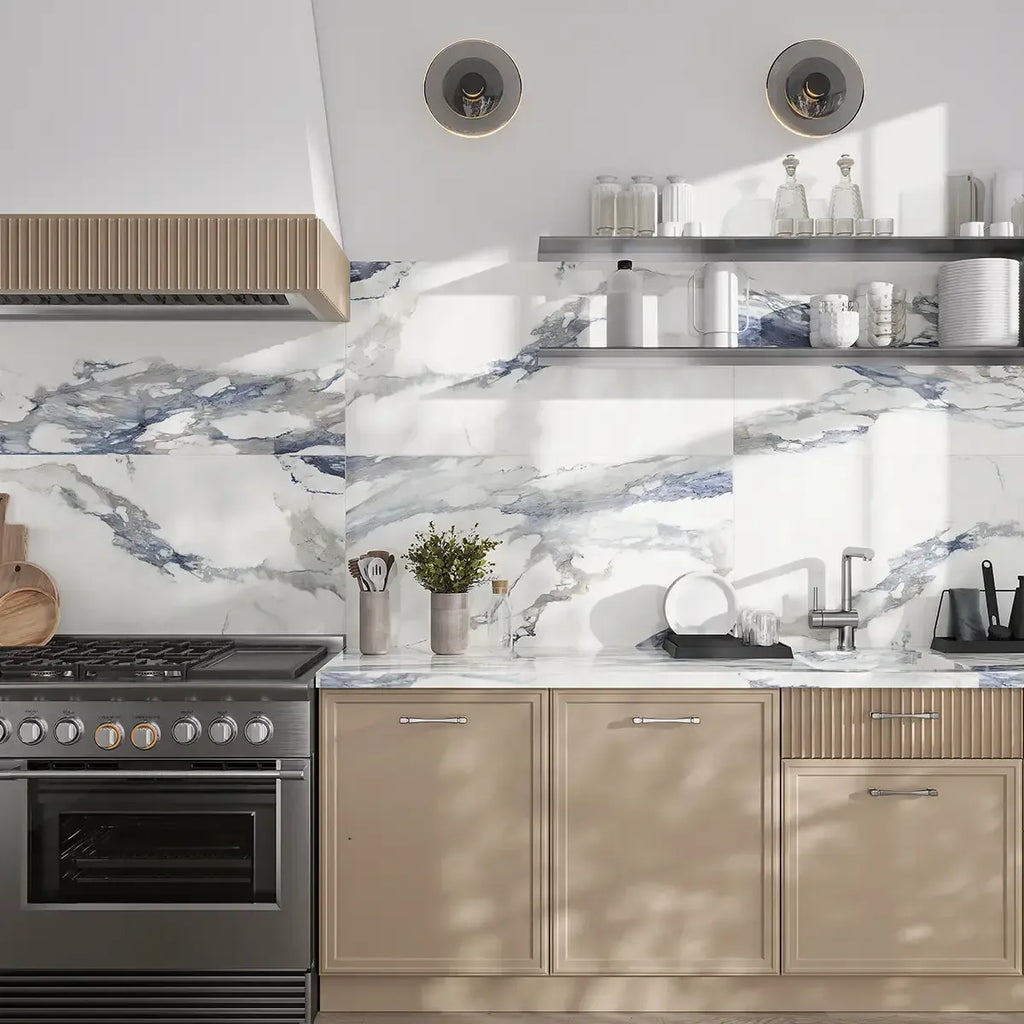 Azra Statuario Blue 24x48 Large Format Porcelain Tile | Tile Club