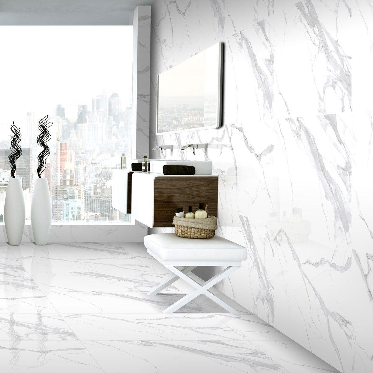 Azra Statuario Smoke 24x48 Large Format Porcelain Tile | Tile Club