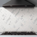 Azra Statuario Smoke Herringbone Porcelain Mosaic Tile