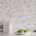 Azra Statuario Smoke Herringbone Porcelain Mosaic Tile | Tile Club