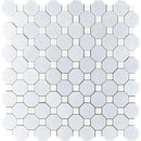 Azul Cielo Octagon And Thassos Dot Marble Mosaic Tile