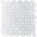 Azul Cielo Octagon And Thassos Dot Marble Mosaic Tile