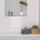 Azul Cielo Thassos And Carrara 1" Hexagon Marble Mosaic Tile Polished | Tile Club