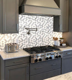 Azul Cielo Thassos And Carrara Mini Scale Marble Mosaic Tile