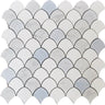 Azul Cielo Thassos And Carrara Mini Scale Marble Mosaic Tile