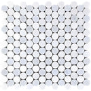 Azul Cielo Thassos And Paper White Penny Rounds Marble Mosaic Tile Polished | 11.2" x 11.5"