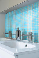 Baby Blue Squares Glass Pool Tile Bathroom Backsplash
