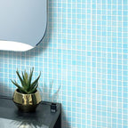 Baby Blue Swirls Squares Glass Pool Tile | Tile Club