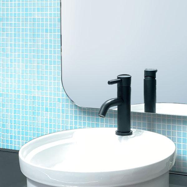 Baby Blue Swirls Squares Glass Pool Tile | Tile Club