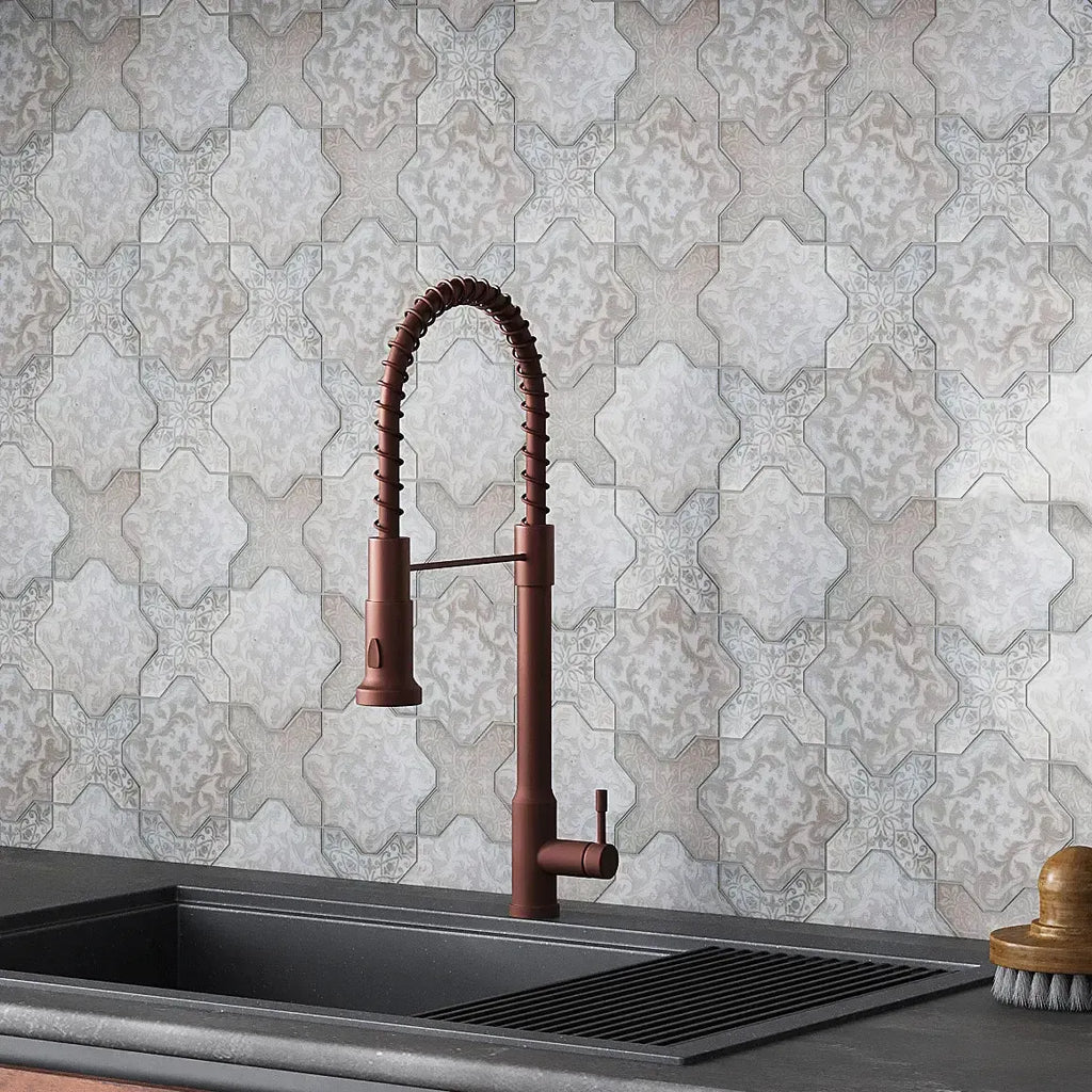 Babylon Antique Star & Cross Etched Marble Mosaic Tile | Tile Club