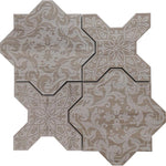 9.4" x 9.4" Babylon Grey Star & Cross Etched Marble Mosaic Tile | Position1