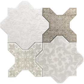 Babylon Mixed Star & Cross Etched Marble Mosaic Tile | Tile Club