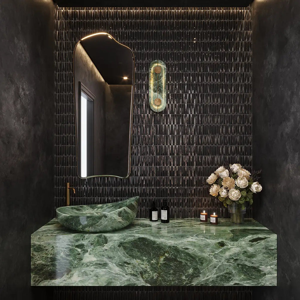 Baldwin Black Textured Ceramic Kit Kat Tile Sample