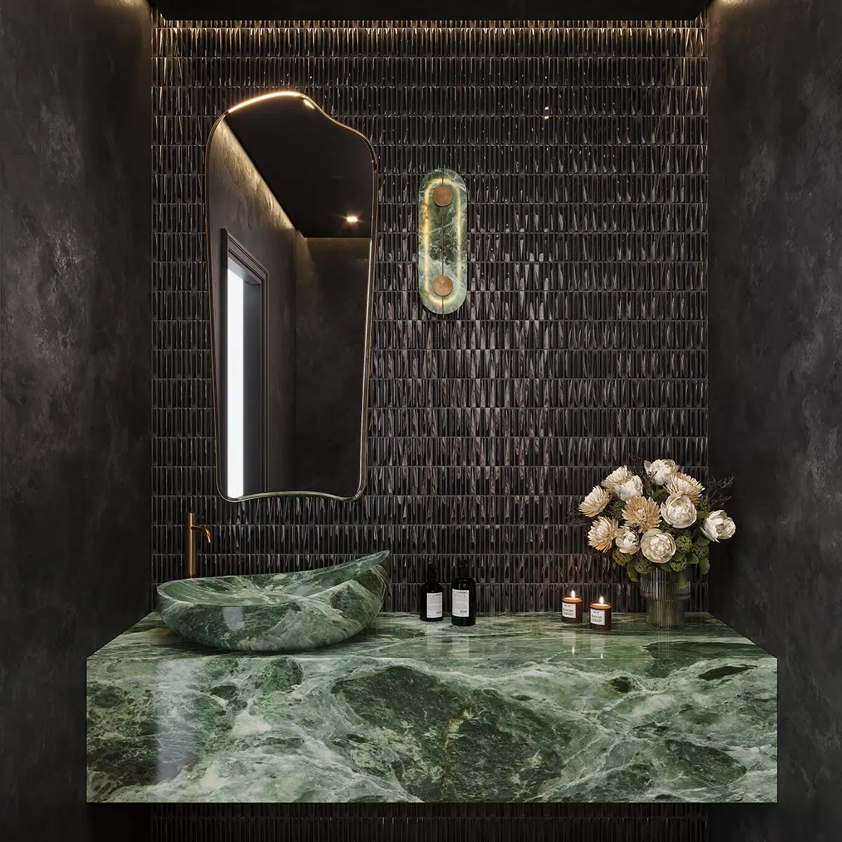 Baldwin Black Textured Ceramic Kit Kat Tile Sample