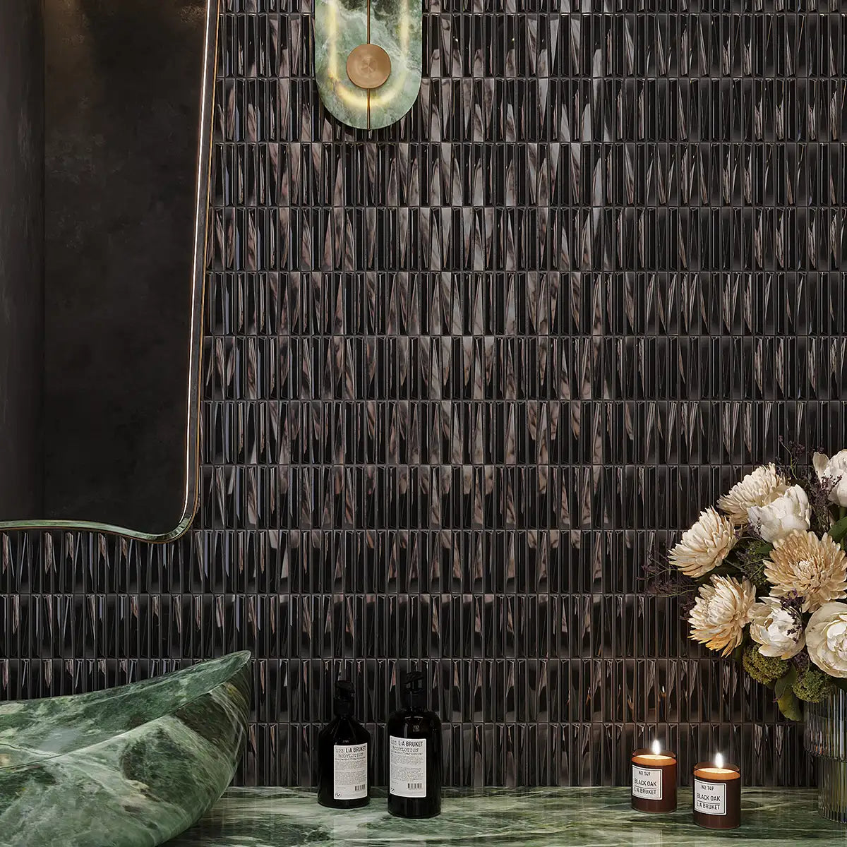 Baldwin Black Textured Ceramic Kit Kat Tile Sample