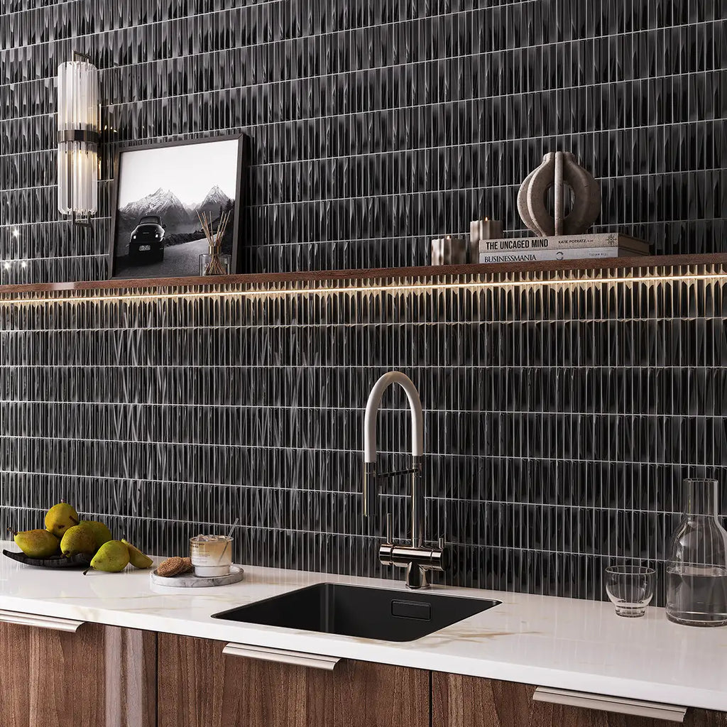 Baldwin Black Textured Ceramic Kit Kat Tile Sample
