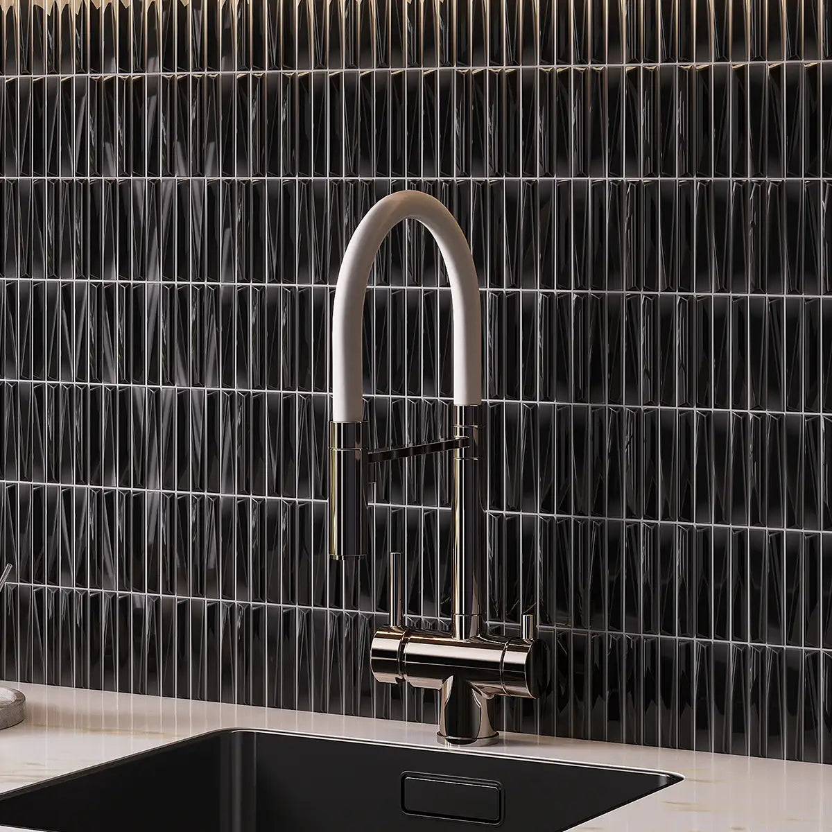 Baldwin Black Textured Ceramic Kit Kat Tile Sample
