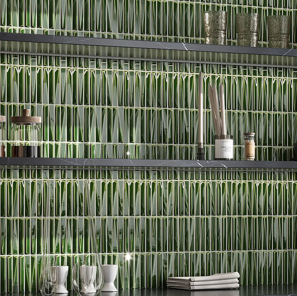 Baldwin Green Textured Ceramic Kit Kat Tile