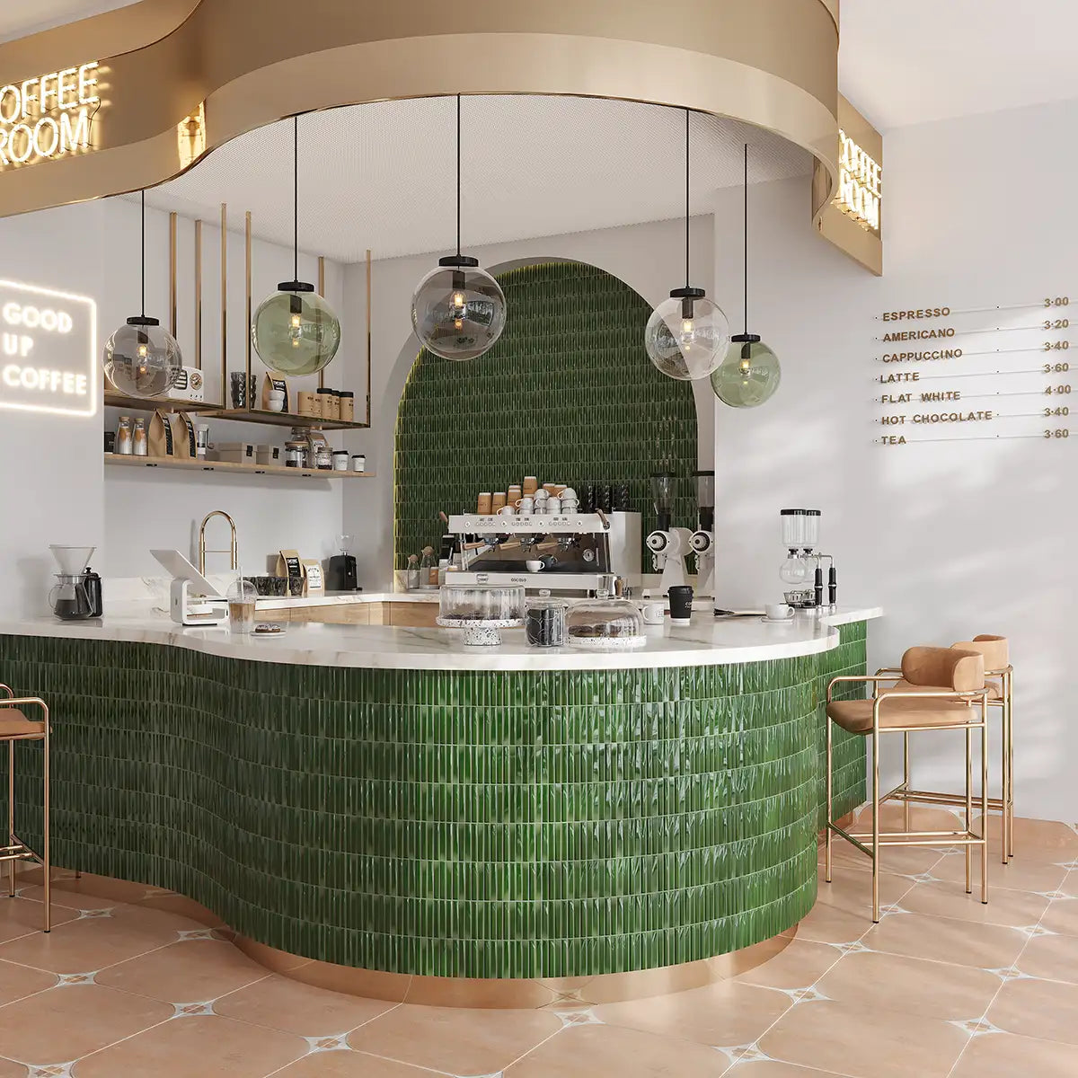 Baldwin Green Textured Ceramic Kit Kat Tile
