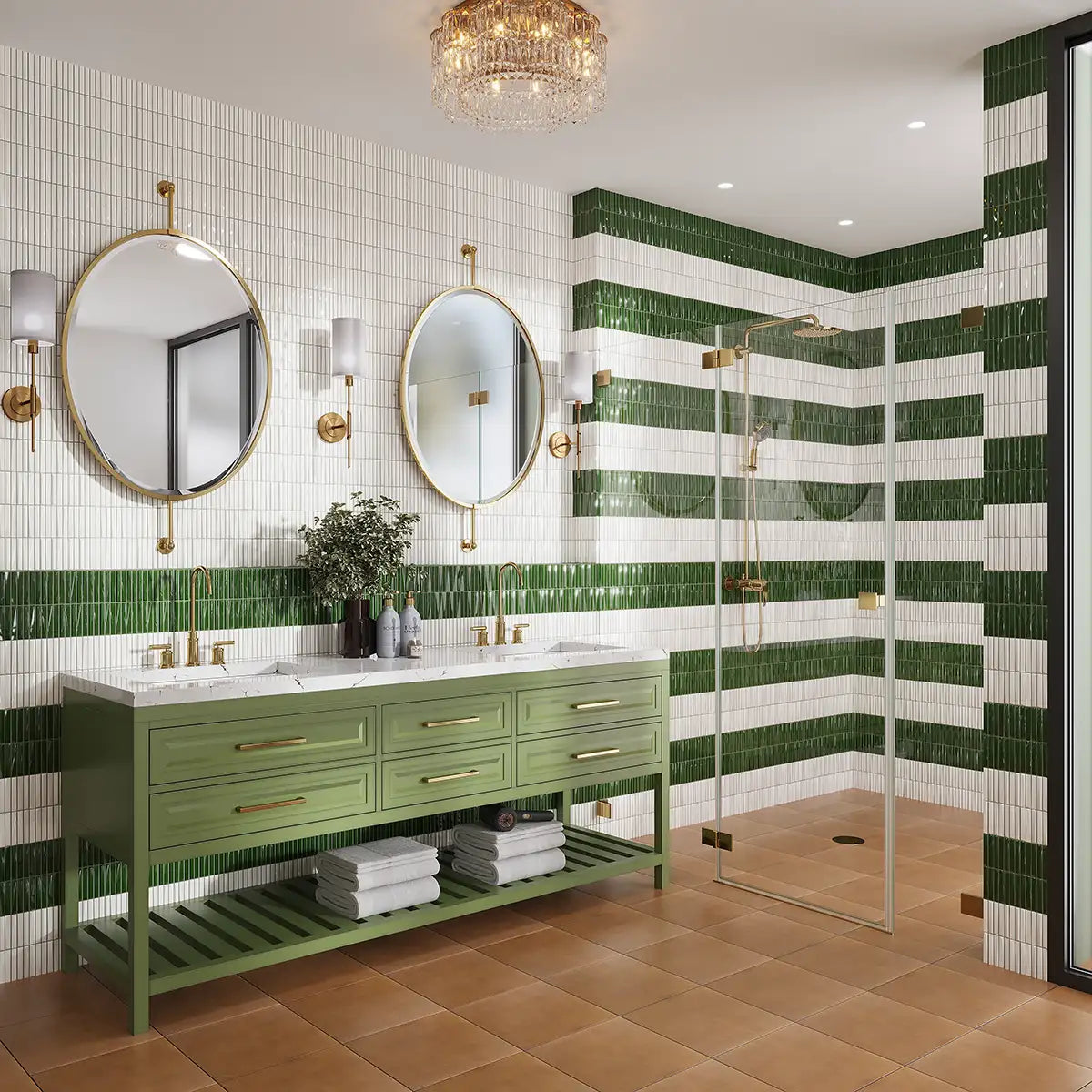 Baldwin Green Textured Ceramic Kit Kat Tile