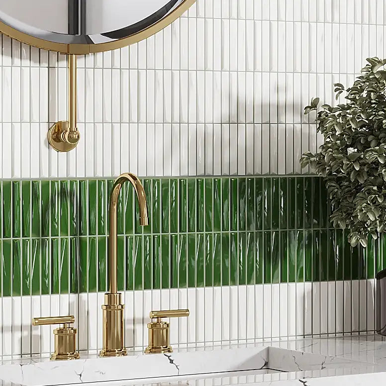 Baldwin Green Textured Ceramic Kit Kat Tile Sample