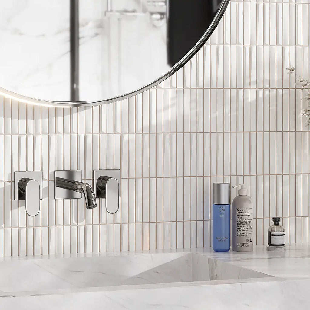 Baldwin White Textured Ceramic Kit Kat Tile Sample