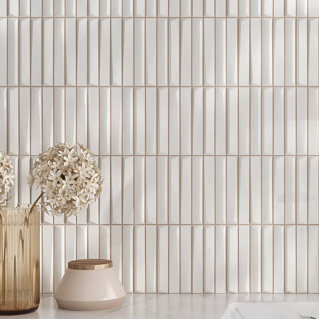 Baldwin White Textured Ceramic Kit Kat Tile Sample