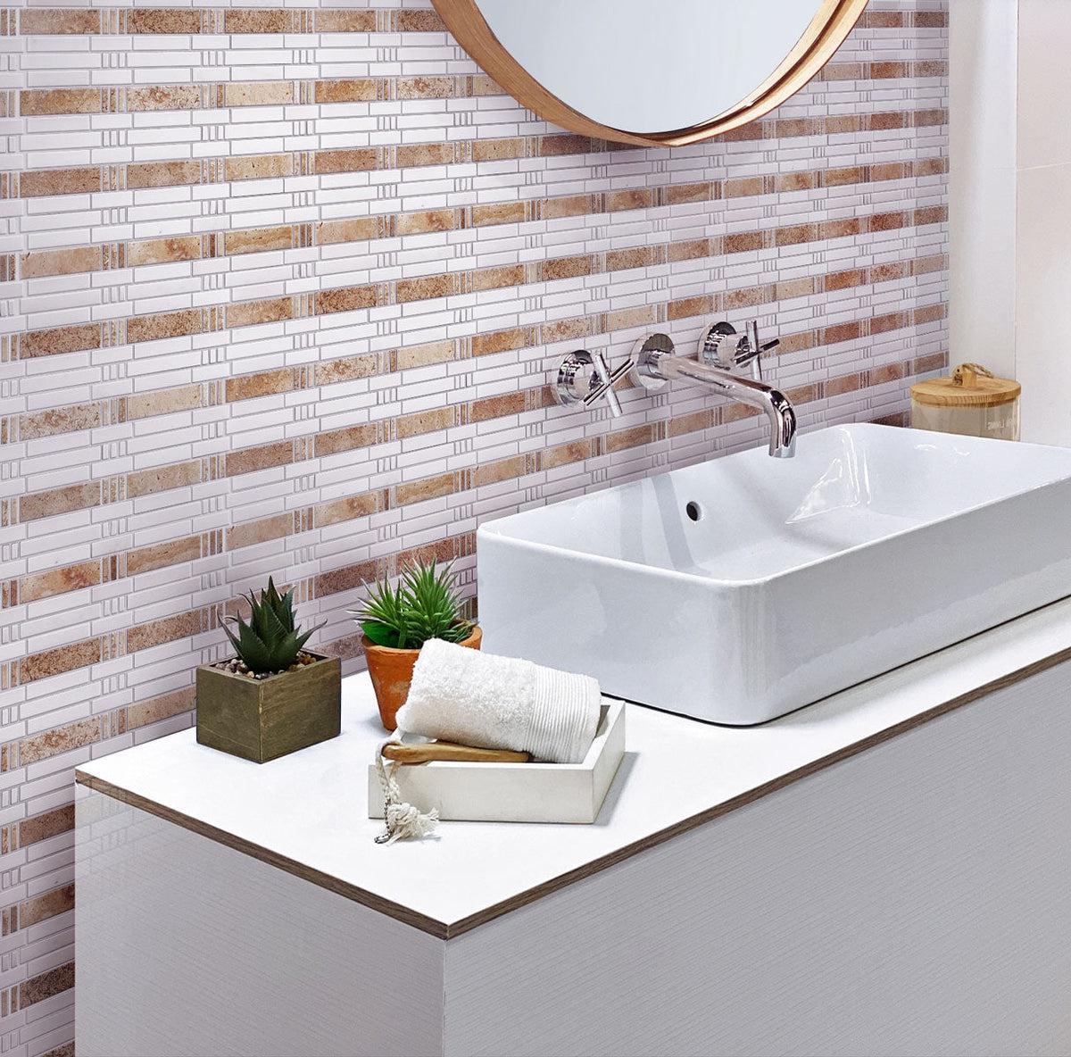 Bathroom wall tile with biophilic decor