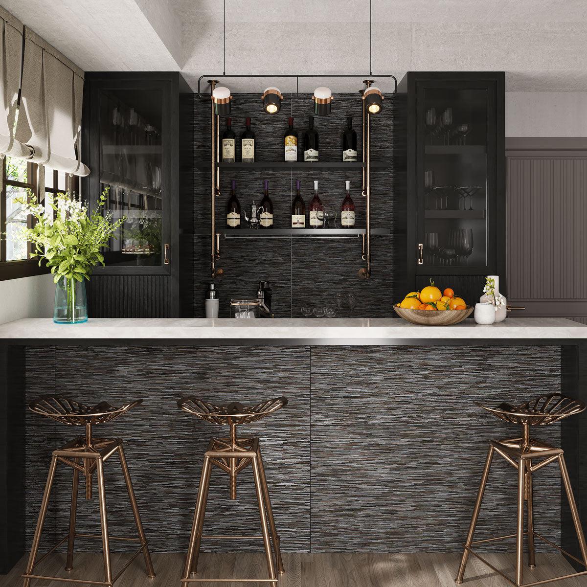 Chambray Black Thread Porcelain Tile 24x48 | Tile Club