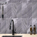 Polished Bardiglio Marble Subway Kitchen Wall Tile