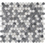 Black and White Marble Penny Tile Sample
