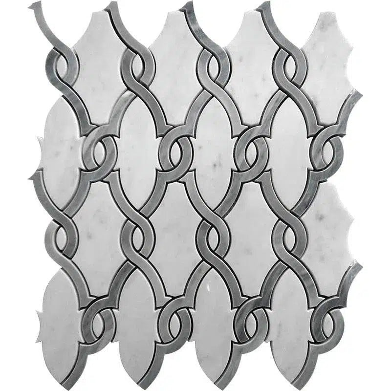 10.8" x 11.8" Bardiglio Chains Marble Mosaic Tile | Tile Club | Position1