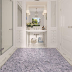 Gray and white marble bathroom floor tile