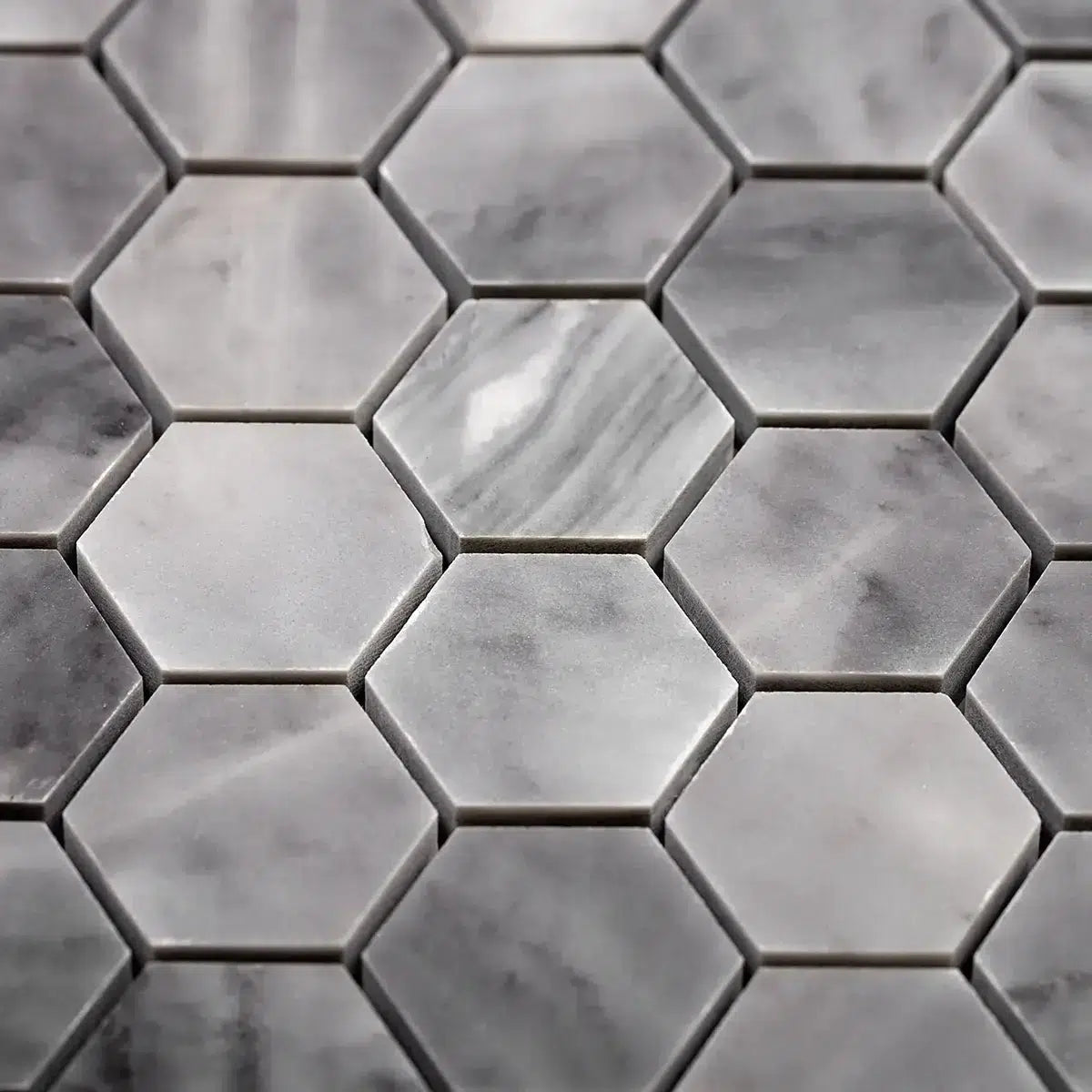 Bardiglio Hexagon Polished Marble Mosaic Tile