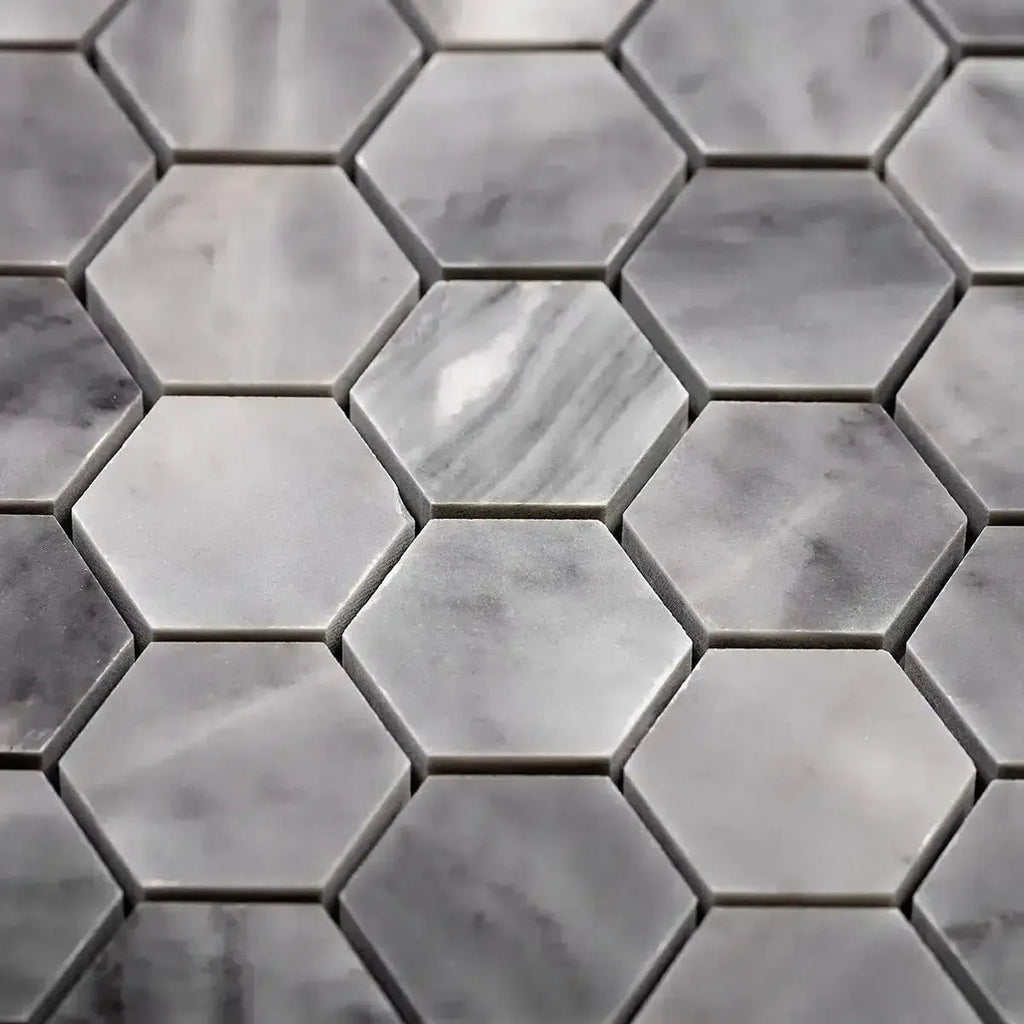 Bardiglio Hexagon Polished Marble Mosaic Tile | Tile Club