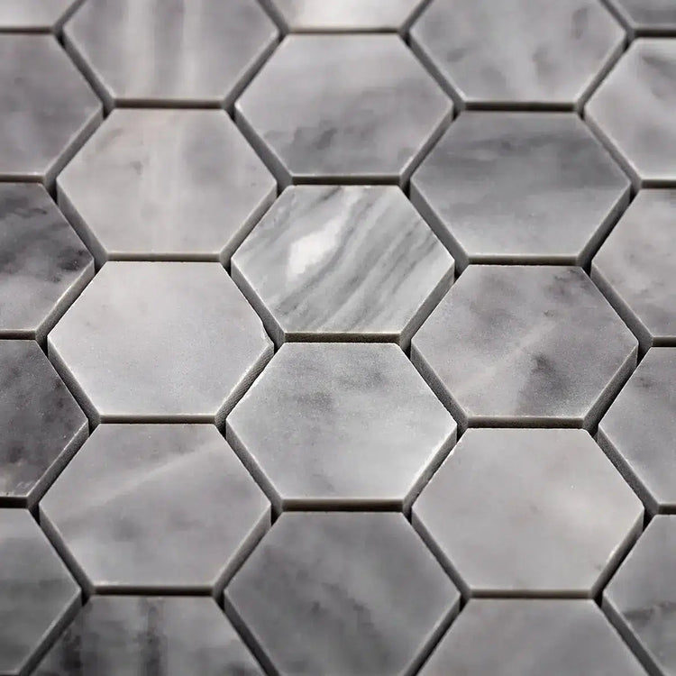 Bardiglio Hexagon Polished Marble Mosaic Tile | Tile Club