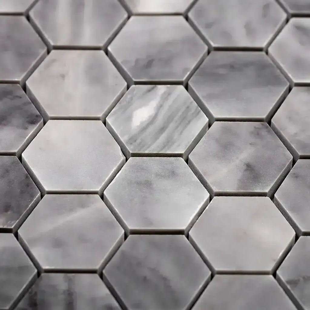 Bardiglio Hexagon Polished Marble Mosaic Tile | Tile Club