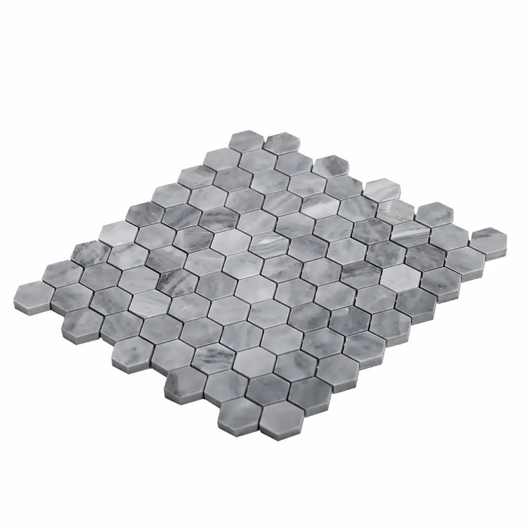 Bardiglio Hexagon Polished Marble Mosaic Tile | Tile Club
