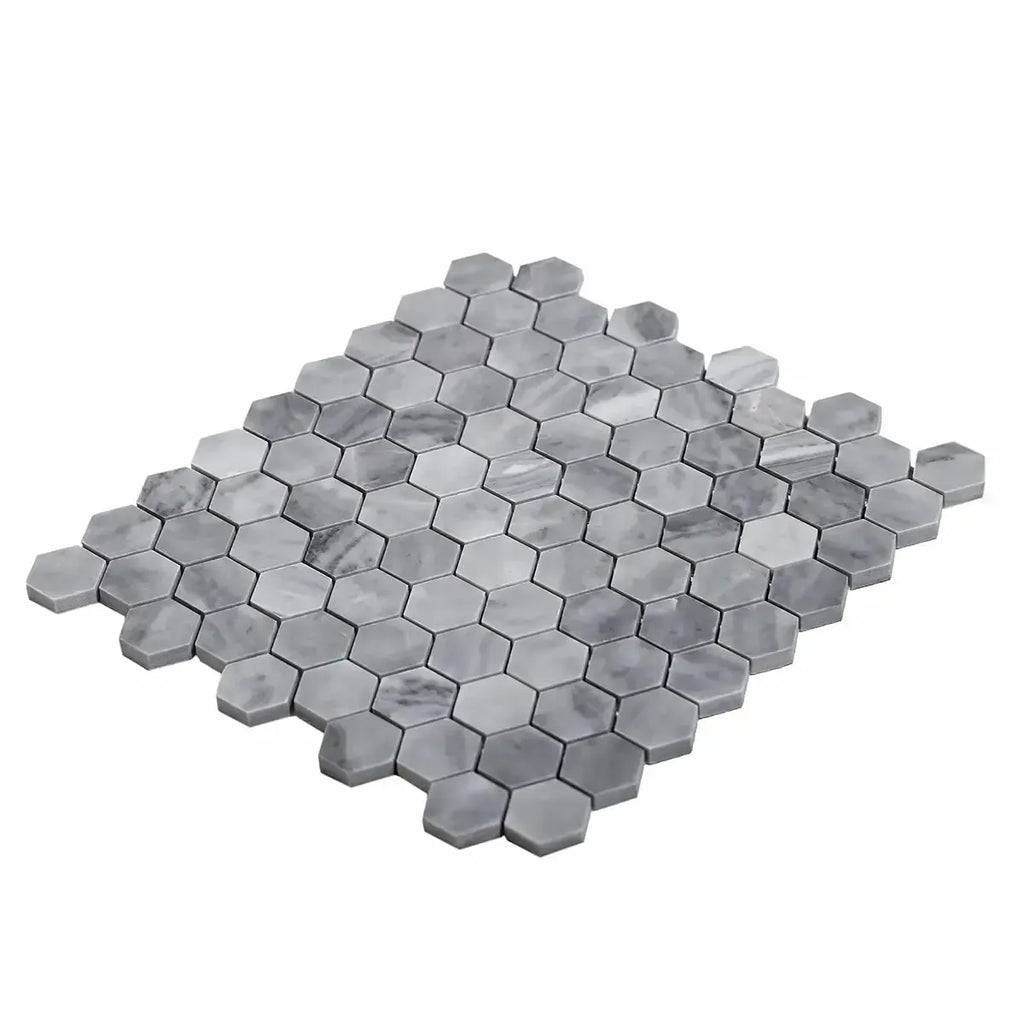 Bardiglio Hexagon Polished Marble Mosaic Tile | Tile Club