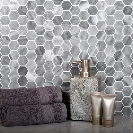 Bardiglio Hexagon Polished Marble Mosaic Tile