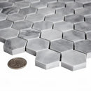 Bardiglio Hexagon Polished Marble Mosaic Tile | Tile Club