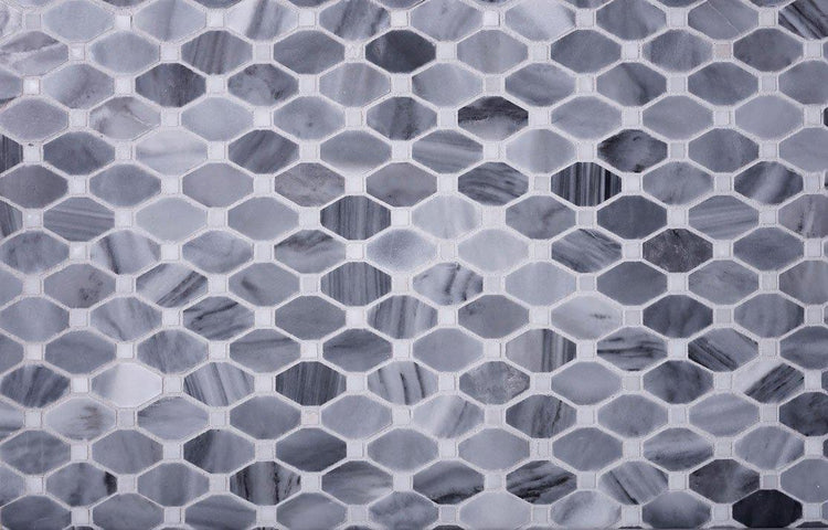 Bardiglio Octagon With Oriental White Dot Marbble Mosaic Tile Position: 2