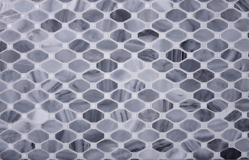 Bardiglio Octagon With Oriental White Dot Marbble Mosaic Tile Position: 2