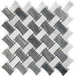 Bardiglio & Oriental White Curved Basket Weave Marble Mosaic Tile | Position1